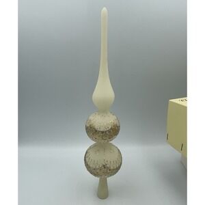 VTG Christmas Classics Finial Tree Topper Romania Glass Double Bulb Gold Silver